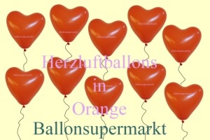 orangene herzluftballons