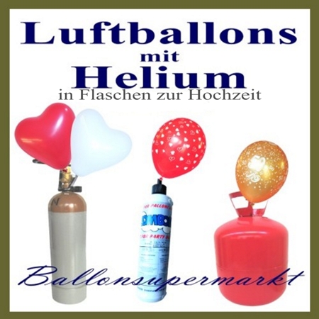 Luftballons mit Helium in Flaschen zur Hochzeit