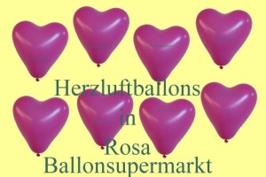 rosa herzluftballons