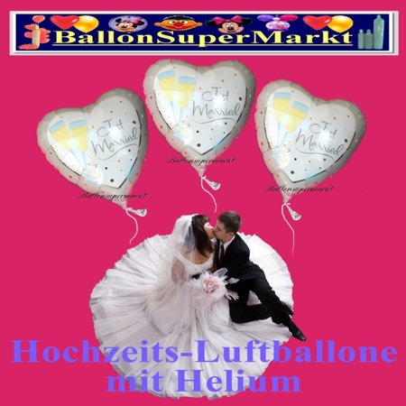 Luftballons aus Folie mit Helium, schwebende Ballone als Geschenk zur Hochzeit, Glückwünsche für das Brautpaar